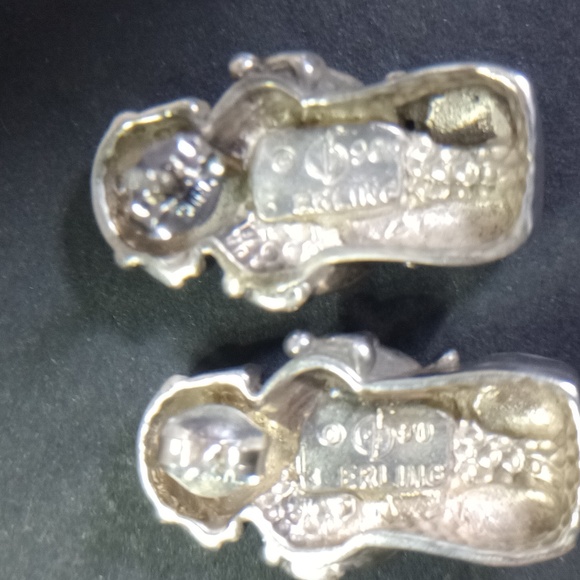 Storyteller Vintage Native American Sterling Silver Stud Earrings - Picture 8 of 14